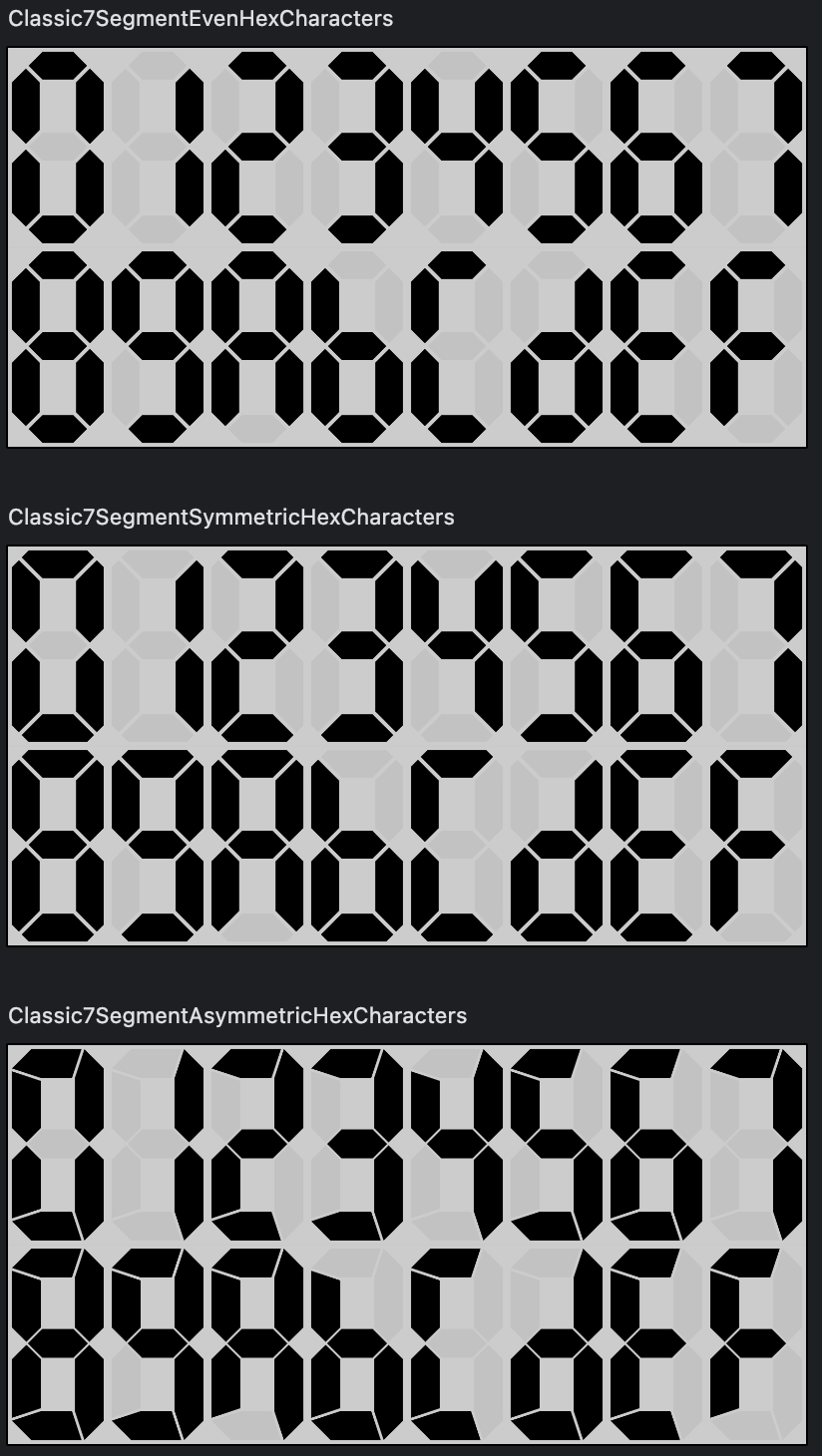 Different Classic 7-segment display previews
