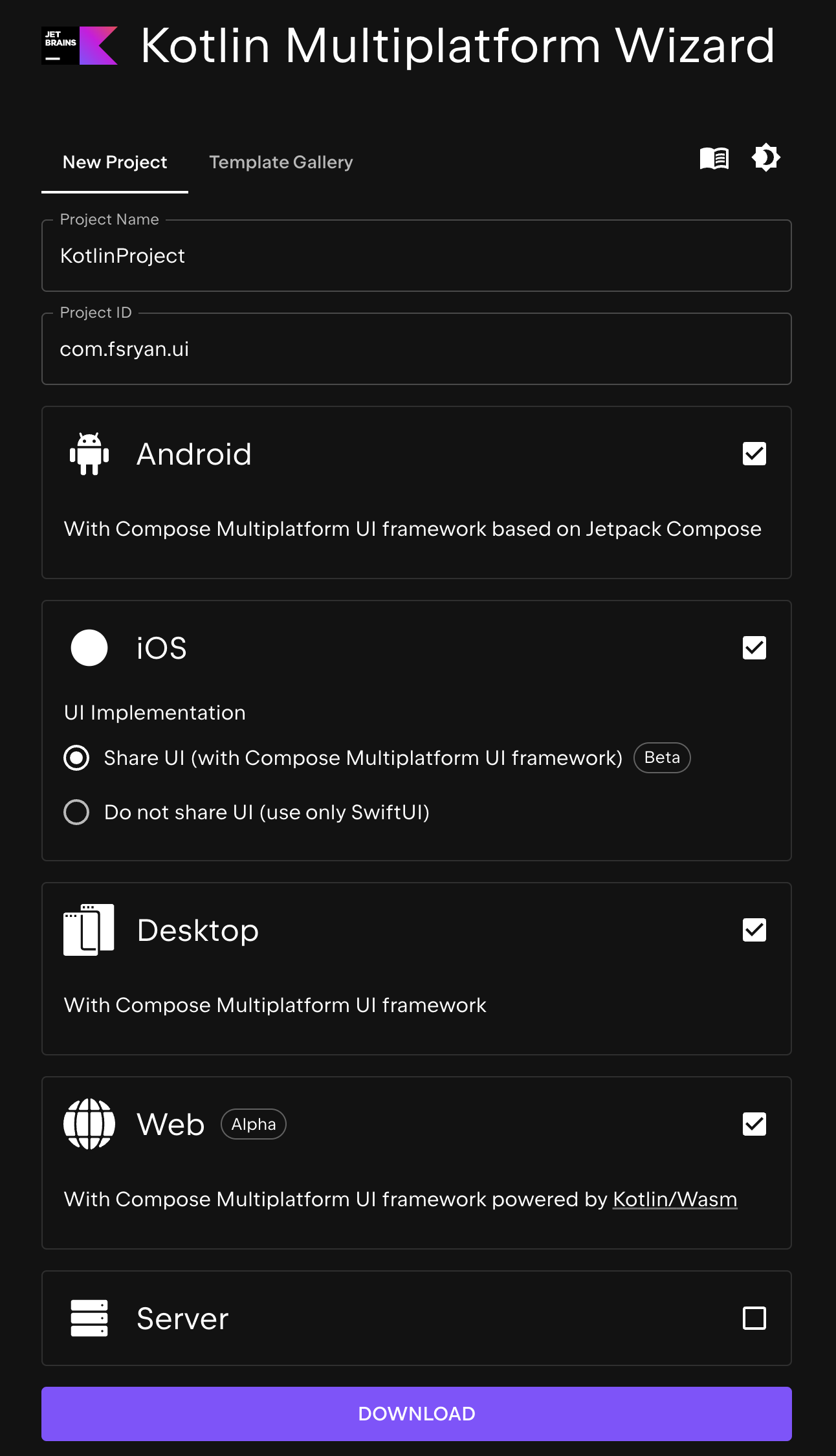 Example Of Using the Kotlin Multiplatform Wizard