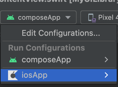 Selecting the iOS App Run Configuration