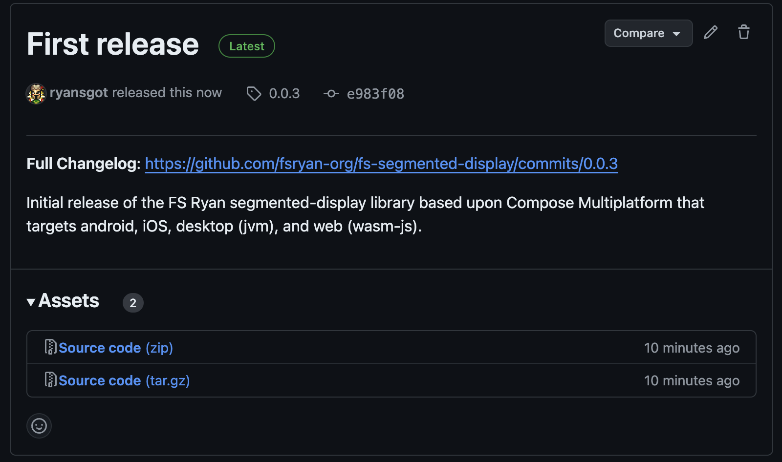 A completed release